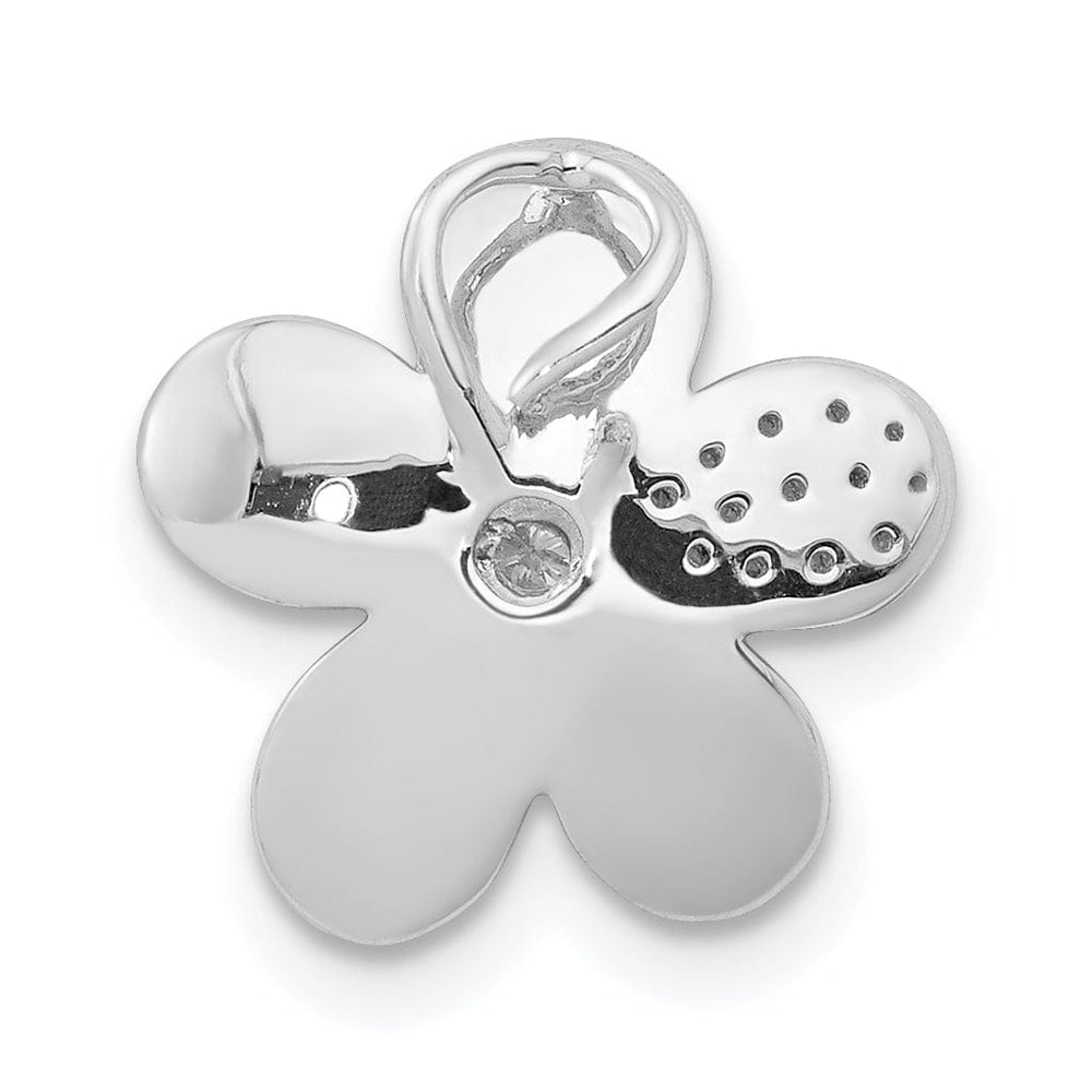 Lovely Rita's Pendants & Charms 14k White Gold 1/20 carat Diamond Flower Pendant Chain Slide