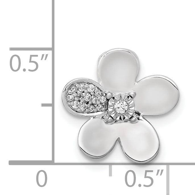 Lovely Rita's Pendants & Charms 14k White Gold 1/20 carat Diamond Flower Pendant Chain Slide