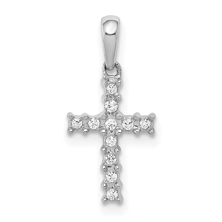 Lovely Rita's Pendants & Charms 14k White Gold 1/20 CT Classic Diamond Latin Cross Pendant