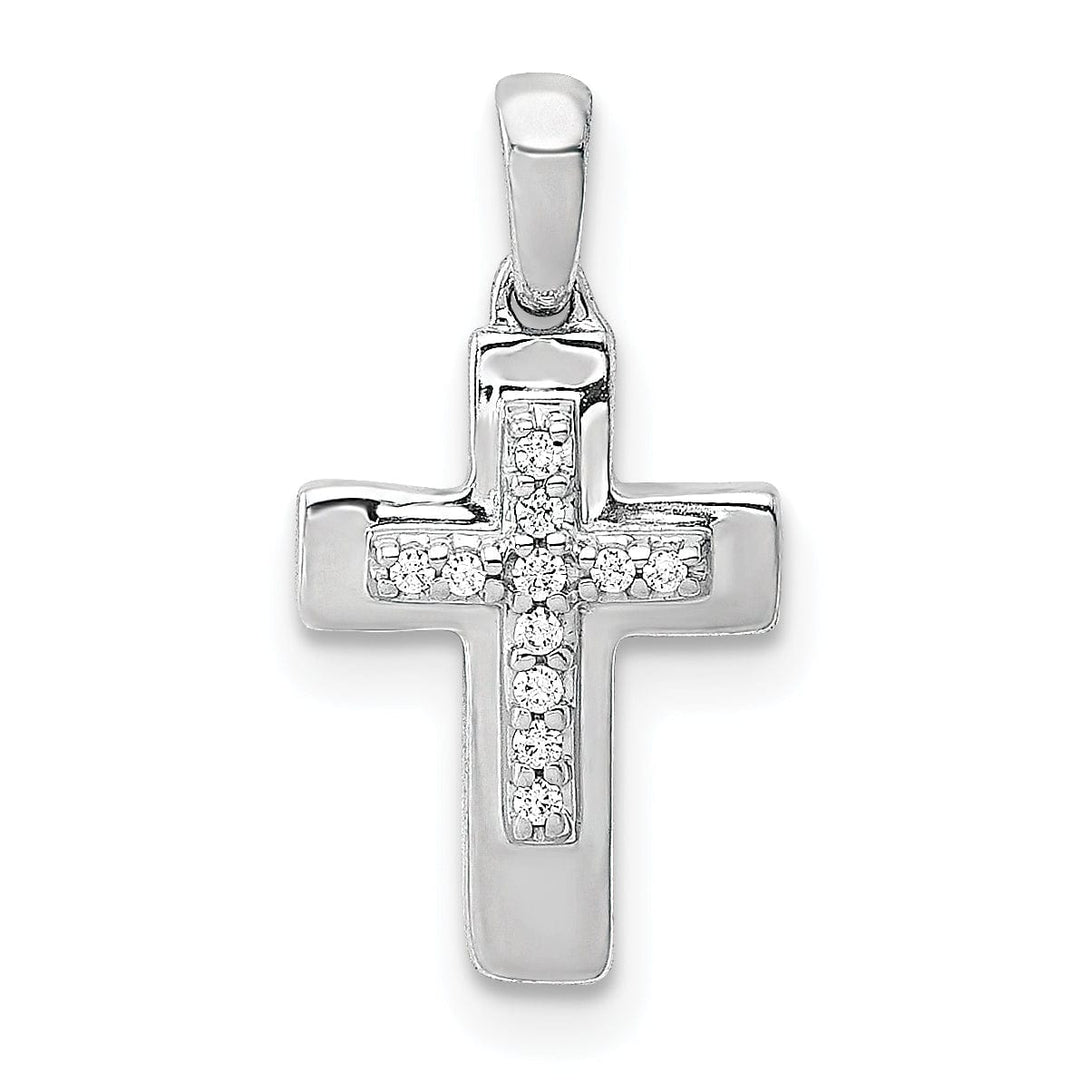 Lovely Rita's Pendants & Charms 14k White Gold 1/20 CT Diamond Moden Cross Design Pendant