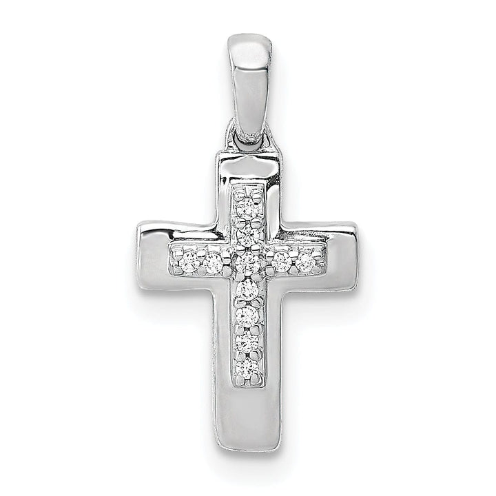 Lovely Rita's Pendants & Charms 14k White Gold 1/20 CT Diamond Moden Cross Design Pendant