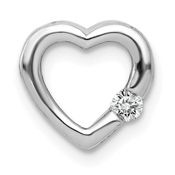 Lovely Rita's Pendants & Charms 14k White Gold 1/20ct. Diamond Heart Chain Slide Pendant