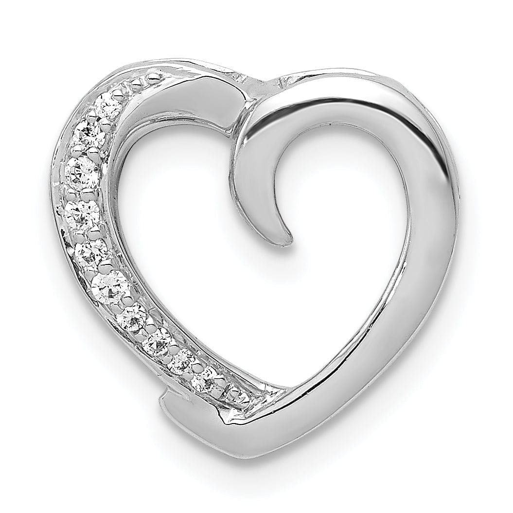 Lovely Rita's Pendants & Charms 14k White Gold 1/20ct. Fancy Diamond Heart Chain Slide Pendant
