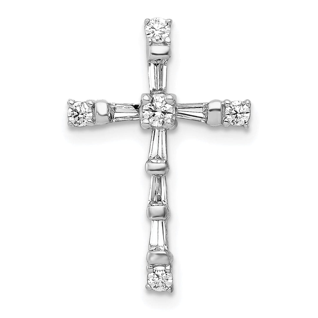 Lovely Rita's Pendants & Charms 14k White Gold 1/3 CT Diamond Timeless Design Cross Chain Slide