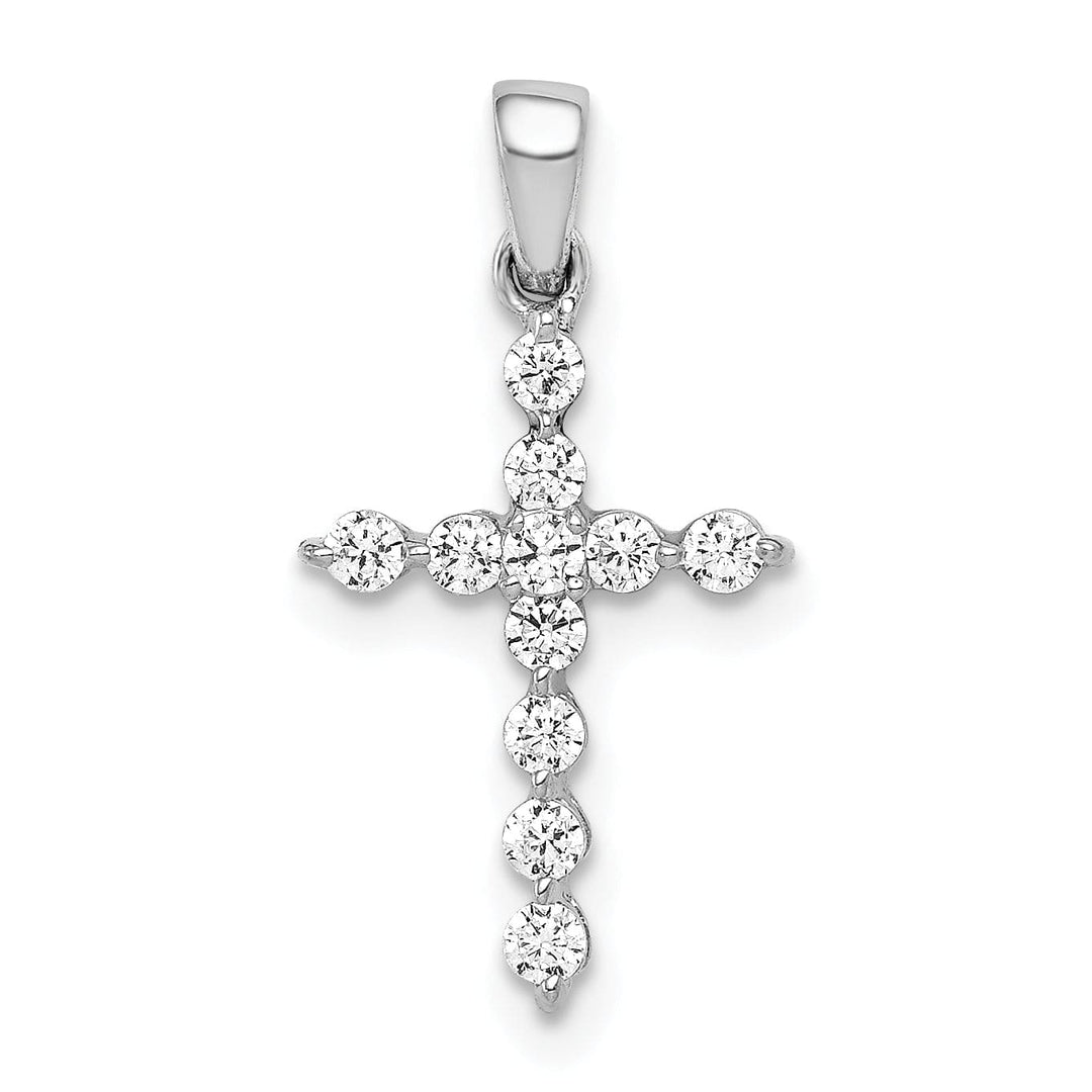 Lovely Rita's Pendants & Charms 14k White Gold 1/4 CT Classic Diamond Design Cross Pendant