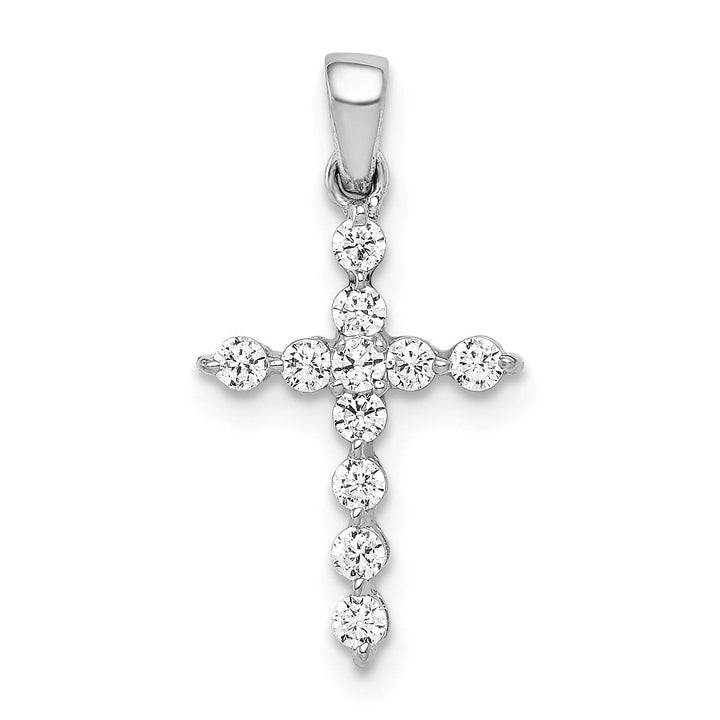 Lovely Rita's Pendants & Charms 14k White Gold 1/4 CT Classic Diamond Design Cross Pendant