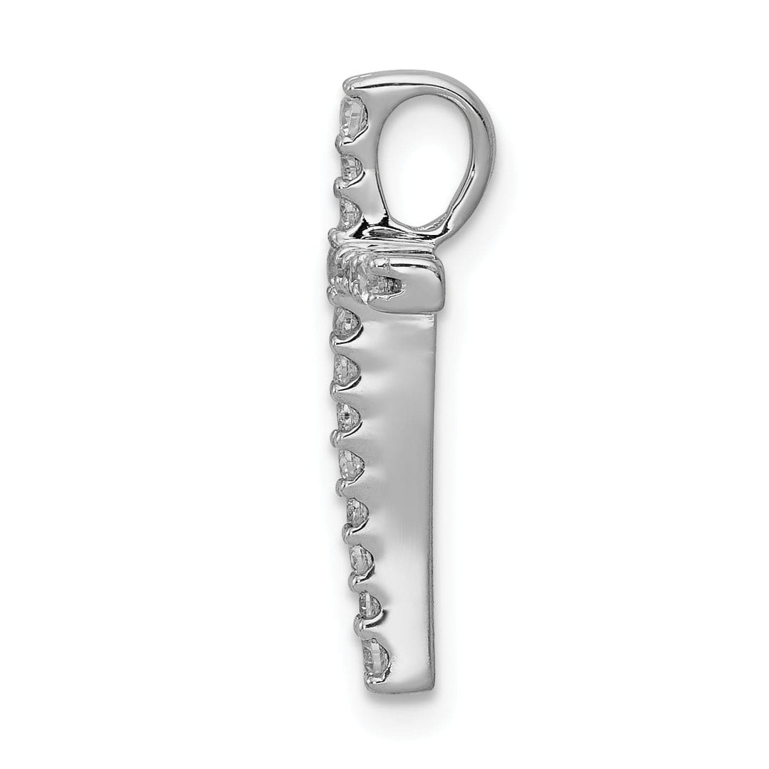 Lovely Rita's Pendants & Charms 14k White Gold 1/5 CT Classic Diamond Latin Cross Chain Slide