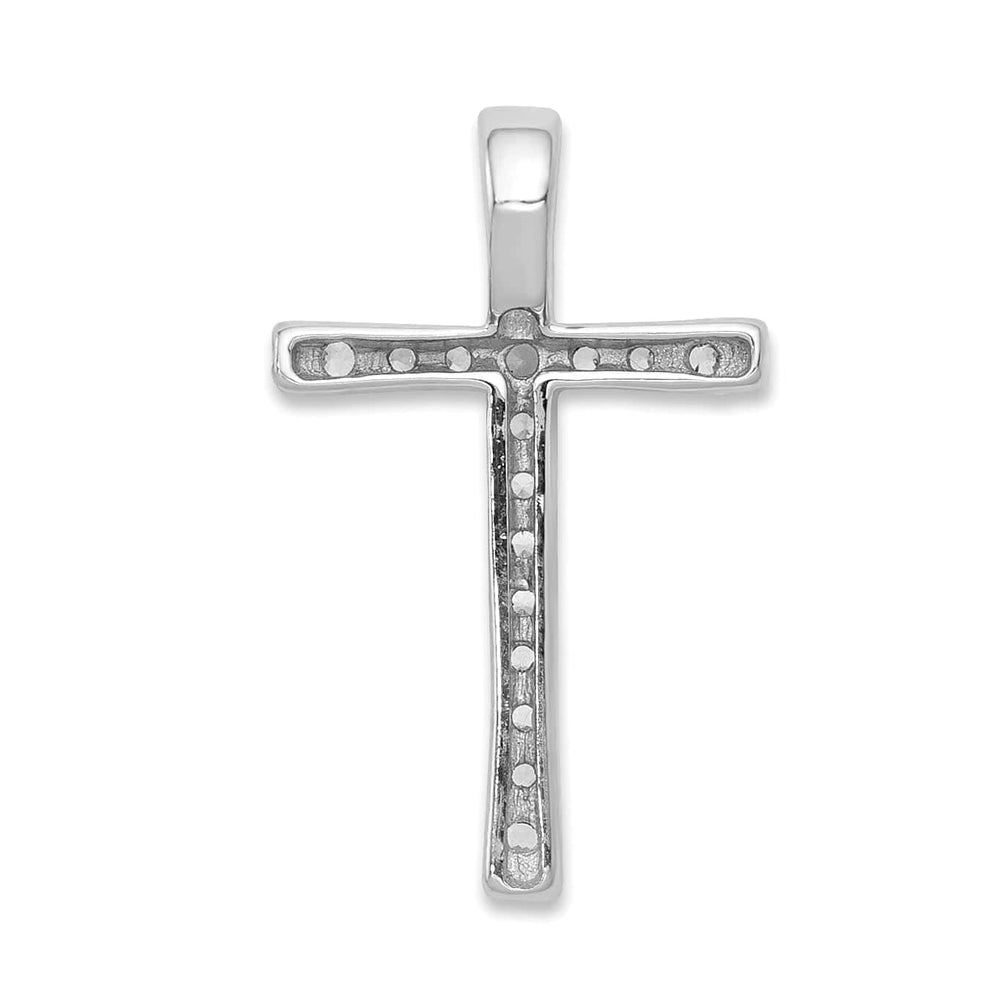 Lovely Rita's Pendants & Charms 14k White Gold 1/5 CT Classic Diamond Latin Cross Chain Slide