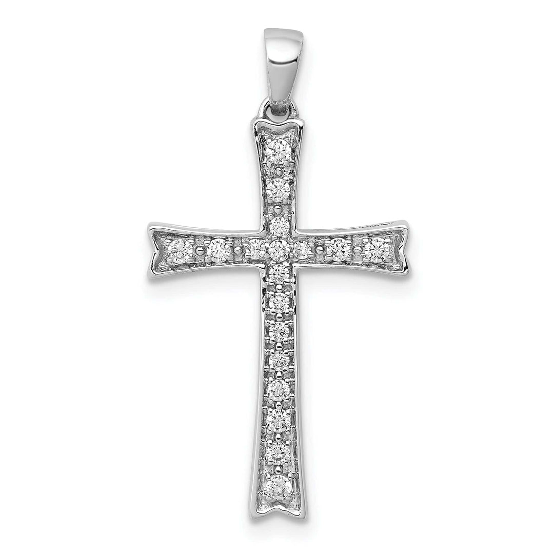 Lovely Rita's Pendants & Charms 14k White Gold 1/5 CT Diamond Style Cross Pendant