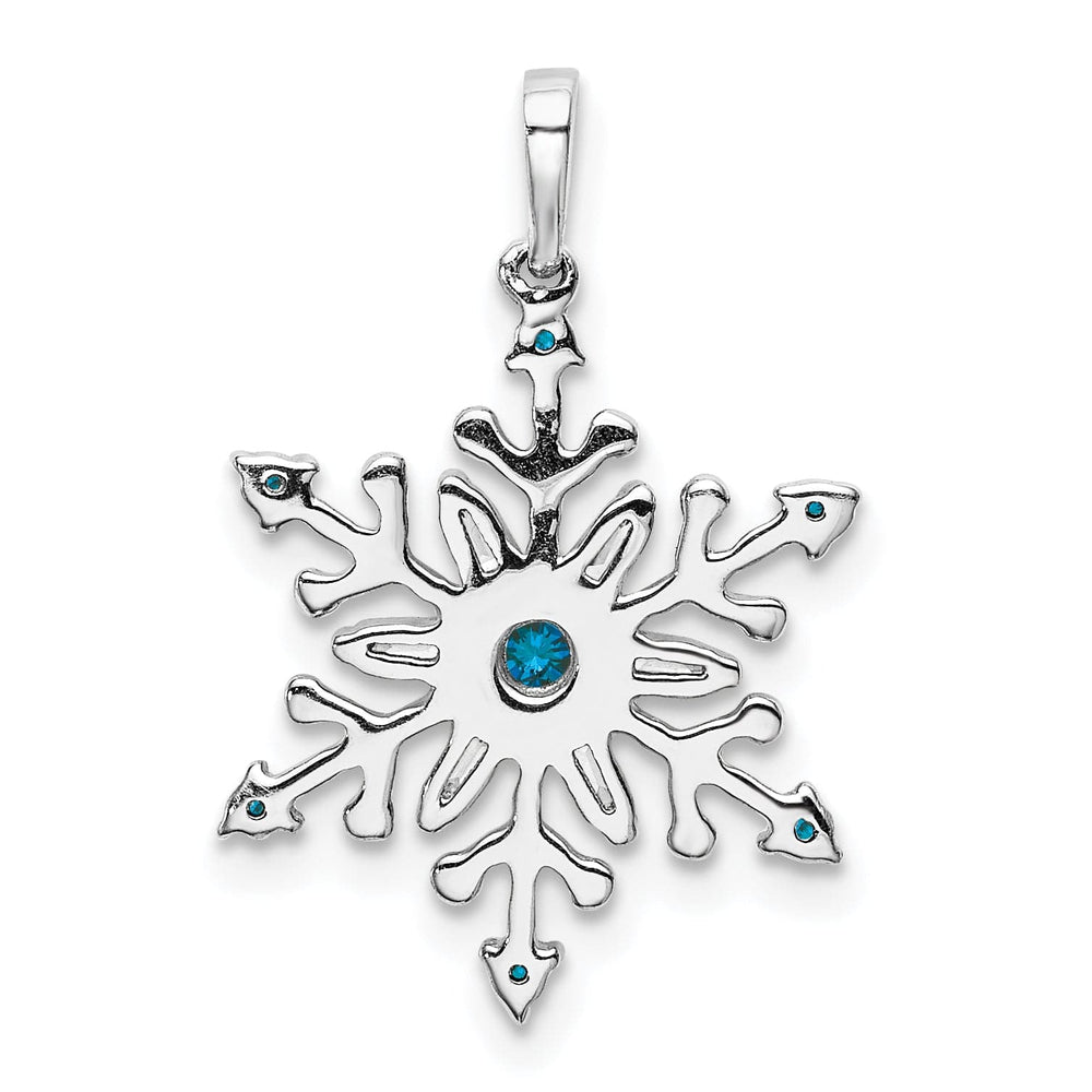 Lovely Rita's Pendants & Charms 14k White Gold 1/6 carat Blue White Diamond Snowflake Pendant