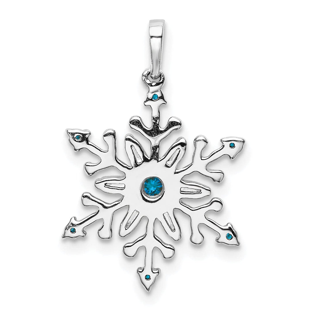 Lovely Rita's Pendants & Charms 14k White Gold 1/6 carat Blue White Diamond Snowflake Pendant