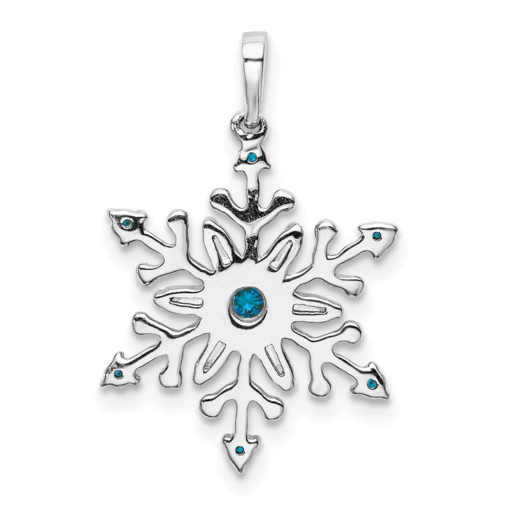 Lovely Rita's Pendants & Charms 14k White Gold 1/6 carat Blue White Diamond Snowflake Pendant
