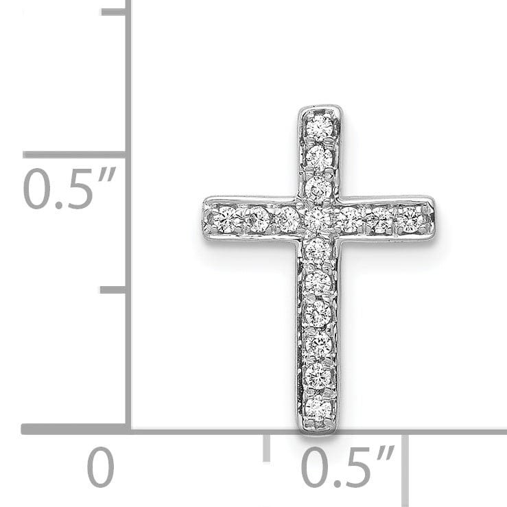 Lovely Rita's Pendants & Charms 14k White Gold 1/6 CT Diamond Bold Latin Cross Chain Slide