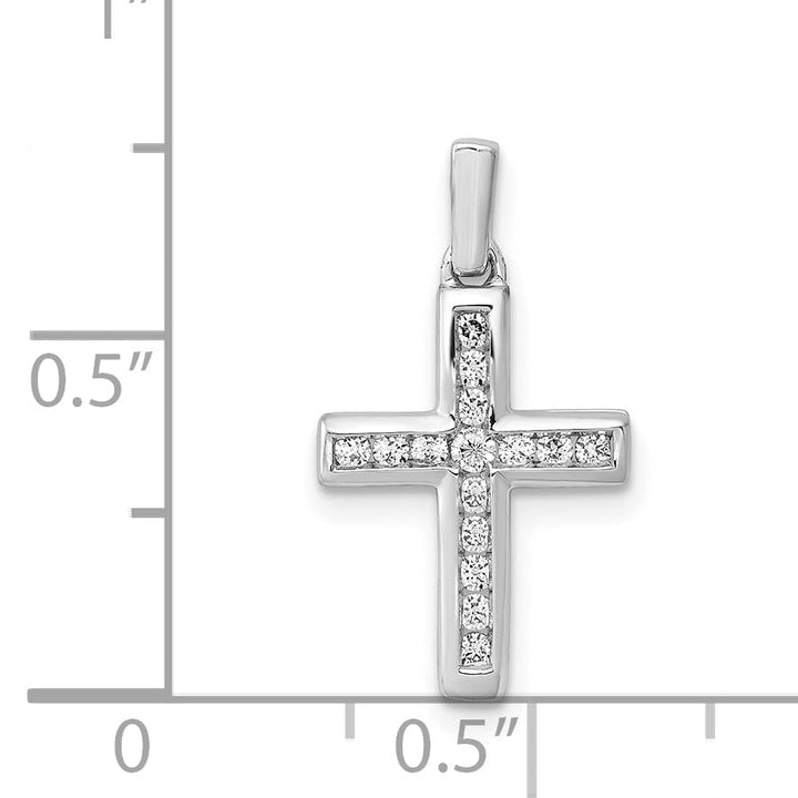 Lovely Rita's Pendants & Charms 14k White Gold 1/6 CT Diamond Modern Design Latin Cross Pendant