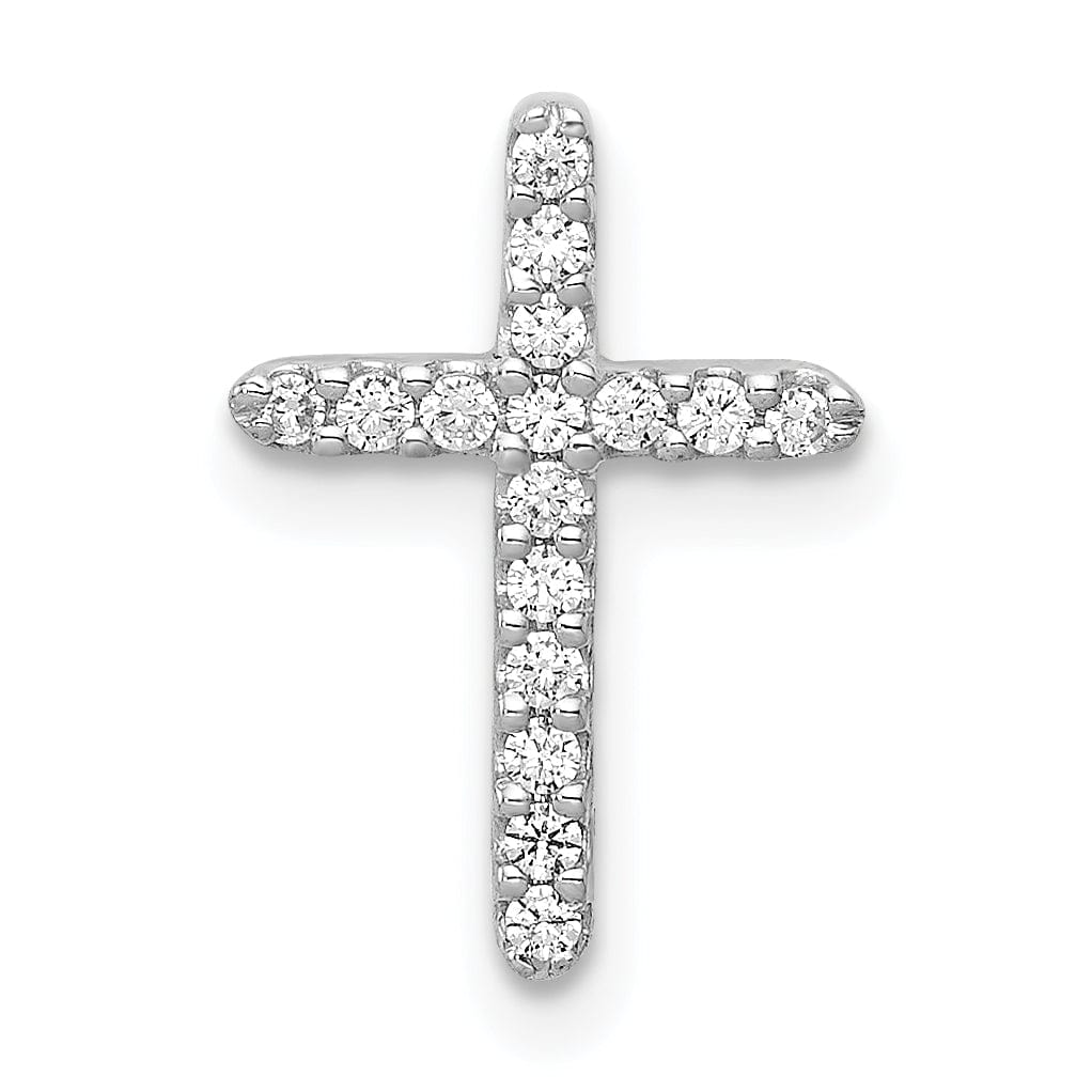 Lovely Rita's Pendants & Charms 14k White Gold 1/8 CT Diamond Bold Design Cross Chain Slide