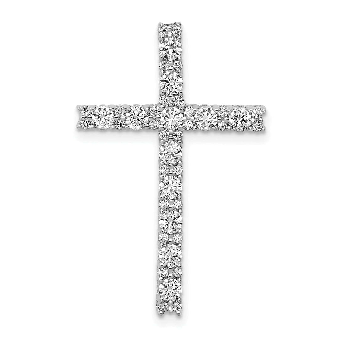 Lovely Rita's Pendants & Charms 14k White Gold 3/4 CT Classic Diamond Latin Cross Chain Slide
