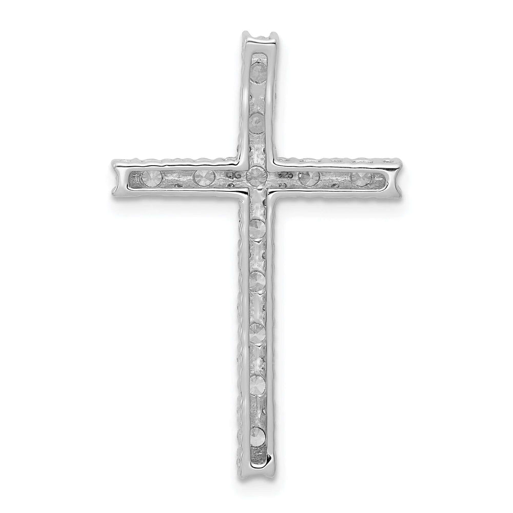 Lovely Rita's Pendants & Charms 14k White Gold 3/4 CT Classic Diamond Latin Cross Chain Slide
