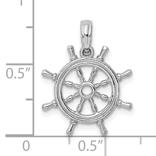 Lovely Rita's Pendants & Charms 14K White Gold 3-D Design Polished Finish Ship Wheel Charm Pendant