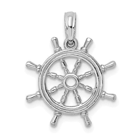 Lovely Rita's Pendants & Charms 14K White Gold 3-D Design Polished Finish Ship Wheel Charm Pendant
