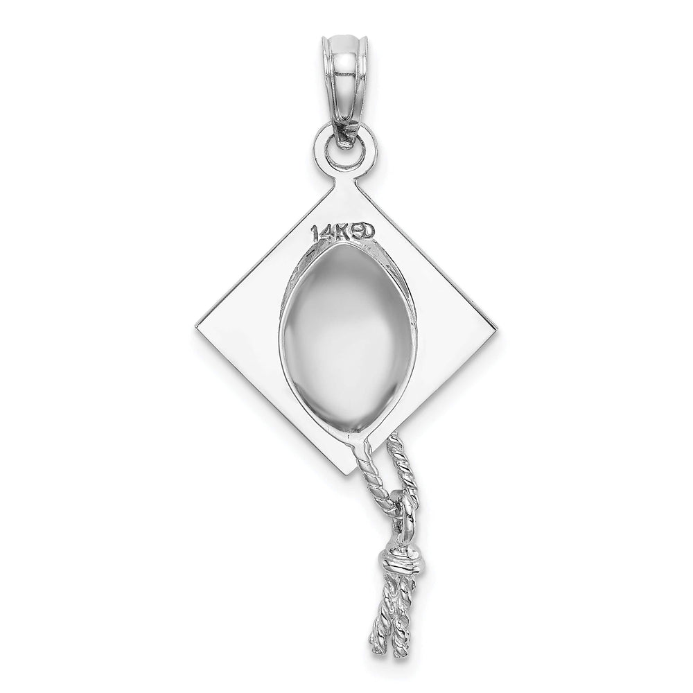 Lovely Rita's Pendants & Charms 14K White Gold 3-D Graduation Cap with Moveable Tassel Pendant