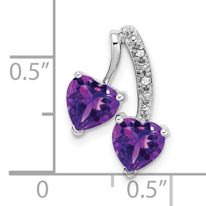 Lovely Rita's Pendants & Charms 14k White Gold Amethyst and Diamond 2-Heart Pendant