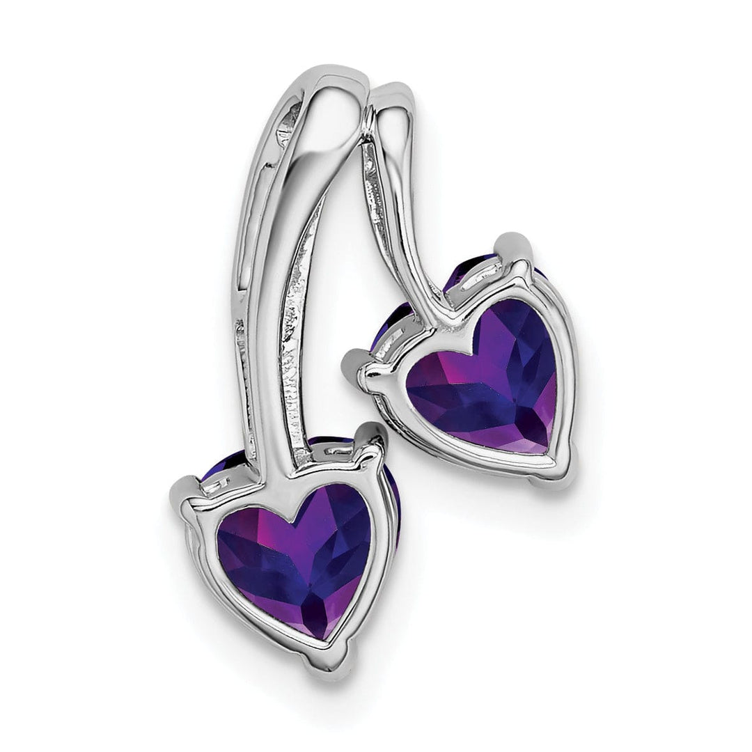Lovely Rita's Pendants & Charms 14k White Gold Amethyst and Diamond 2-Heart Pendant