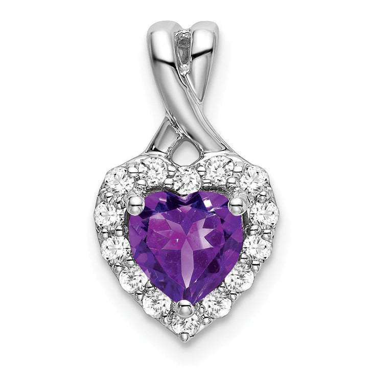Lovely Rita's Pendants & Charms 14k White Gold Amethyst and Diamond Halo Heart Pendant