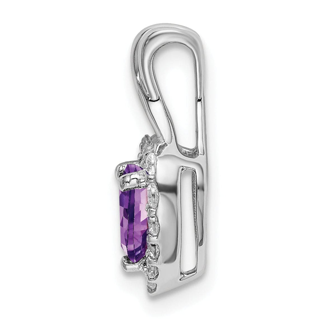 Lovely Rita's Pendants & Charms 14k White Gold Amethyst and Diamond Halo Heart Pendant