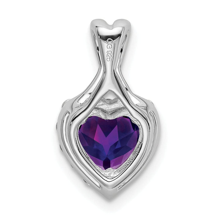 Lovely Rita's Pendants & Charms 14k White Gold Amethyst and Diamond Halo Heart Pendant