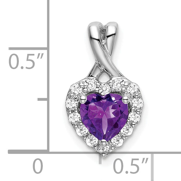 Lovely Rita's Pendants & Charms 14k White Gold Amethyst and Diamond Halo Heart Pendant