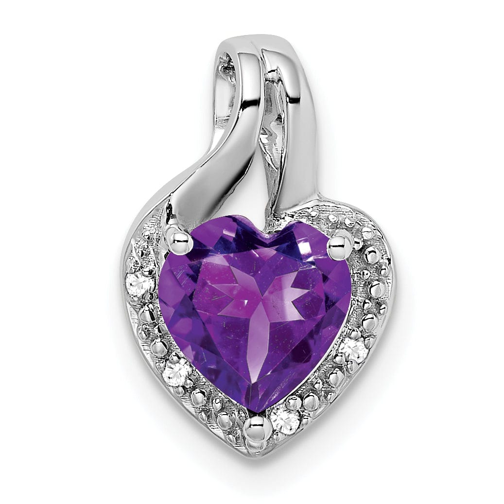 Lovely Rita's Pendants & Charms 14k White Gold Amethyst and Diamond Heart Pendant