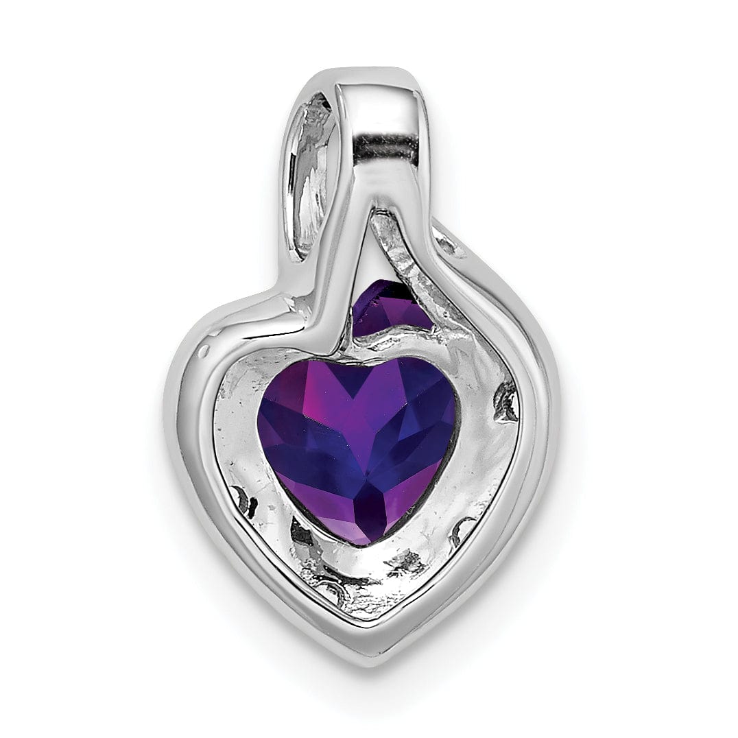 Lovely Rita's Pendants & Charms 14k White Gold Amethyst and Diamond Heart Pendant
