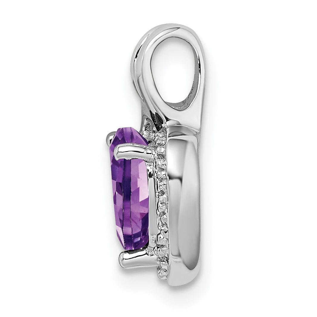 Lovely Rita's Pendants & Charms 14k White Gold Amethyst and Diamond Heart Pendant