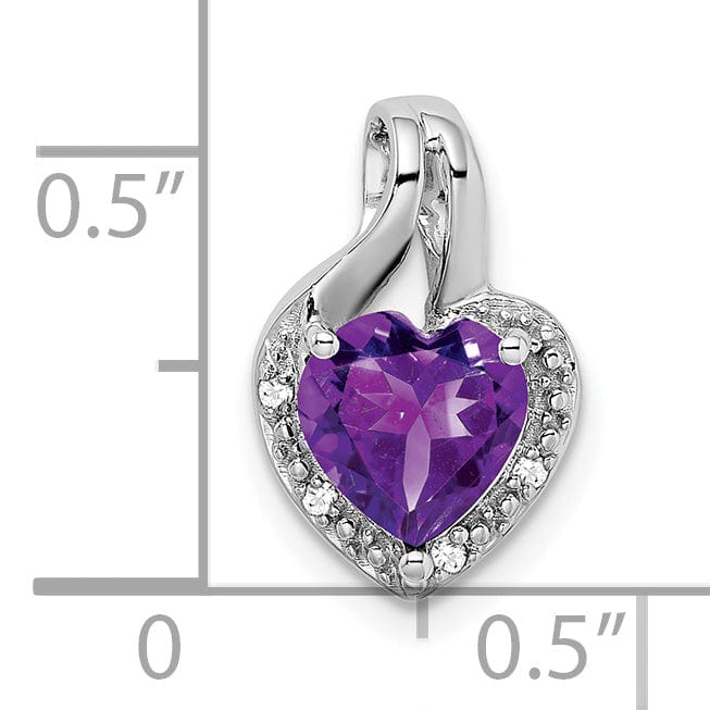 Lovely Rita's Pendants & Charms 14k White Gold Amethyst and Diamond Heart Pendant