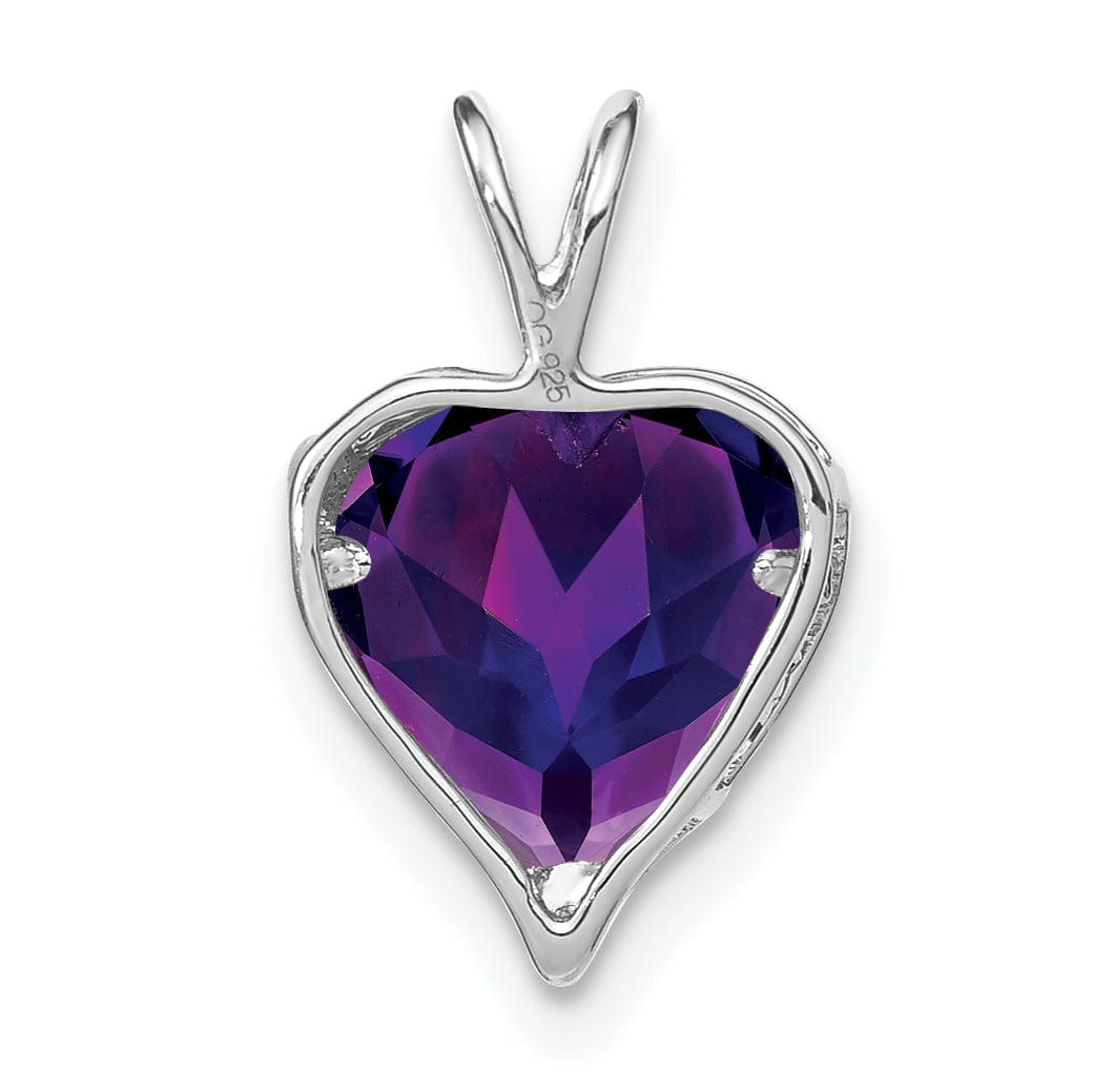 Lovely Rita's Pendants & Charms 14k White Gold Amethyst and Diamond MOM Heart Pendant