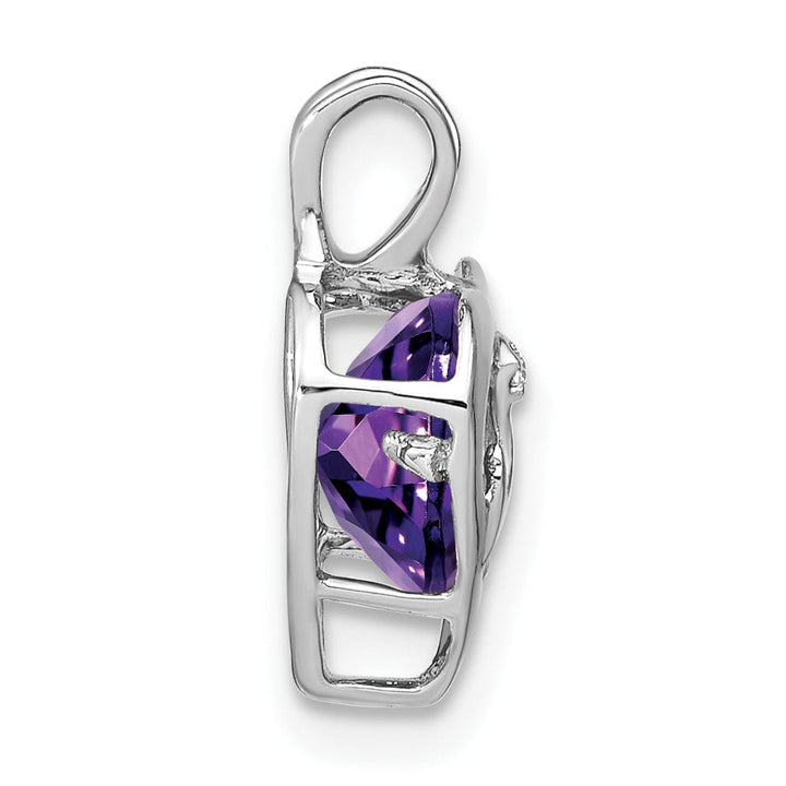 Lovely Rita's Pendants & Charms 14k White Gold Amethyst and Diamond MOM Heart Pendant