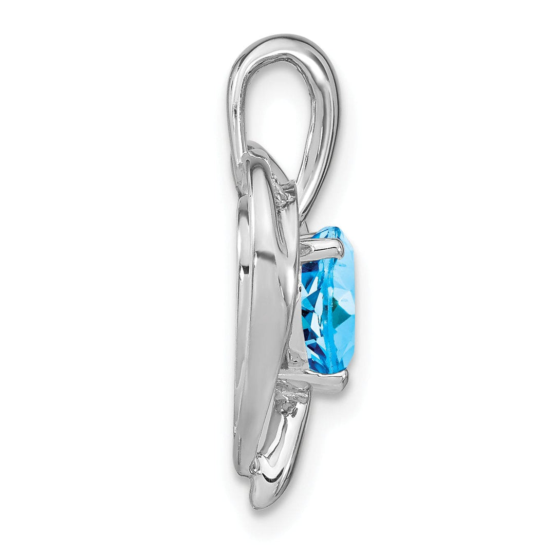 Lovely Rita's Pendants & Charms 14k White Gold Blue Topaz and Diamond Heart Pendant