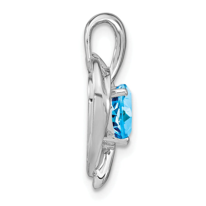 Lovely Rita's Pendants & Charms 14k White Gold Blue Topaz and Diamond Heart Pendant