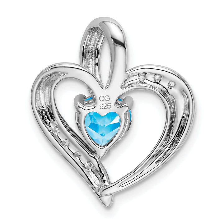 Lovely Rita's Pendants & Charms 14k White Gold Blue Topaz and Diamond Heart Pendant