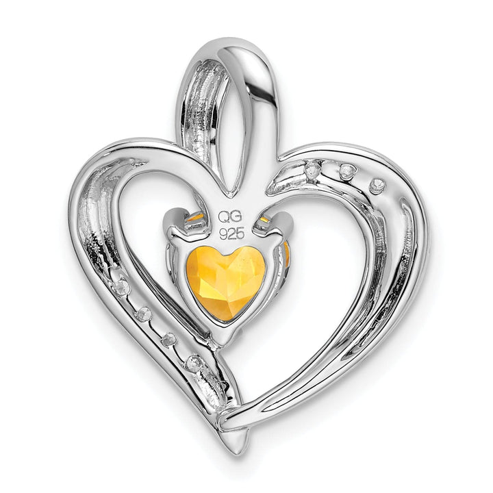 Lovely Rita's Pendants & Charms 14k White Gold Citrine and Diamond Heart Pendant