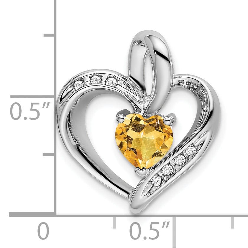 Lovely Rita's Pendants & Charms 14k White Gold Citrine and Diamond Heart Pendant