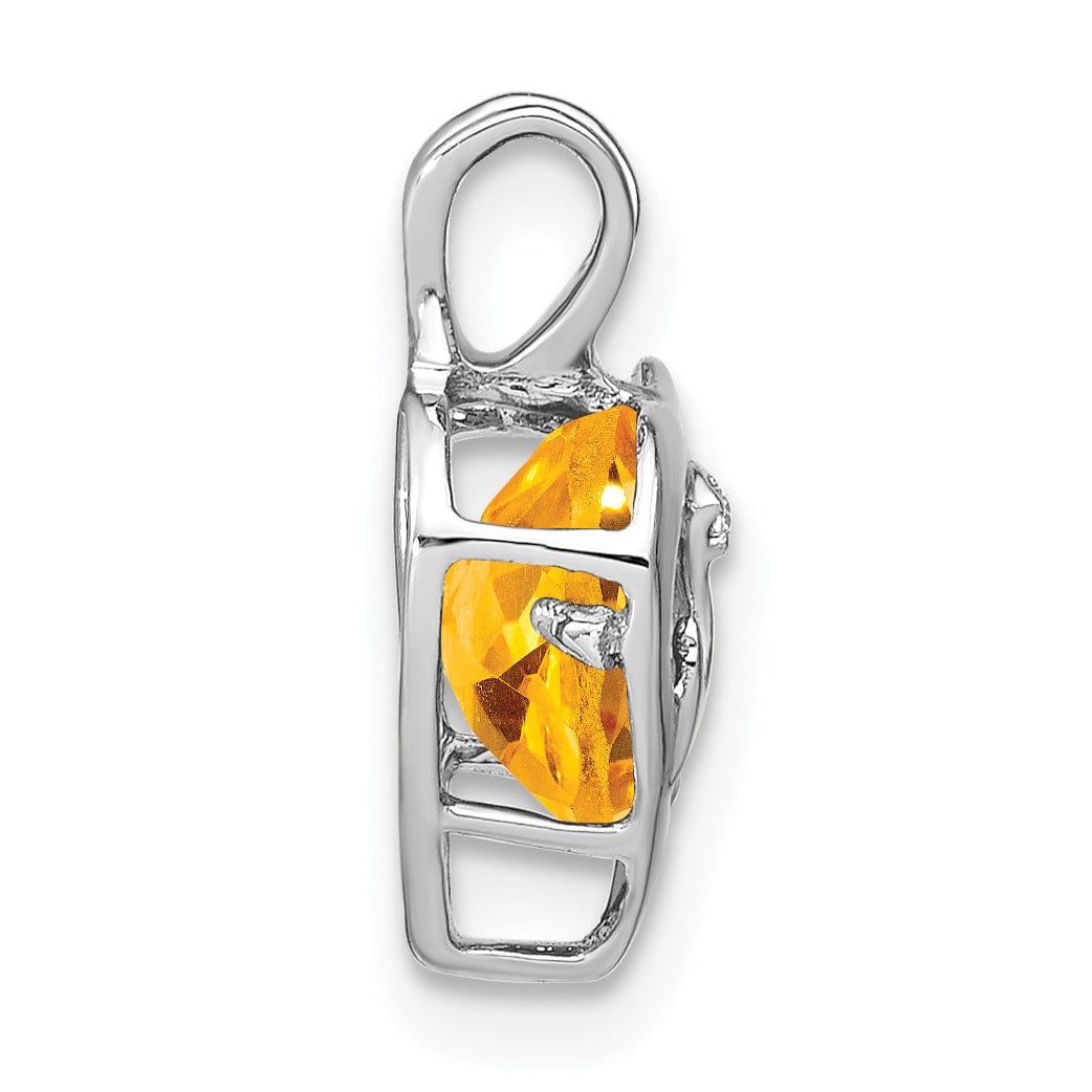 Lovely Rita's Pendants & Charms 14k White Gold Citrine and Diamond MOM Heart Pendant