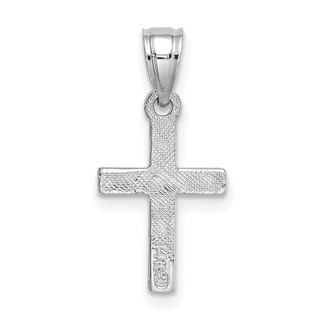 Lovely Rita's Pendants & Charms 14K White Gold Classic Diamond Shape Center Mini Latin Cross