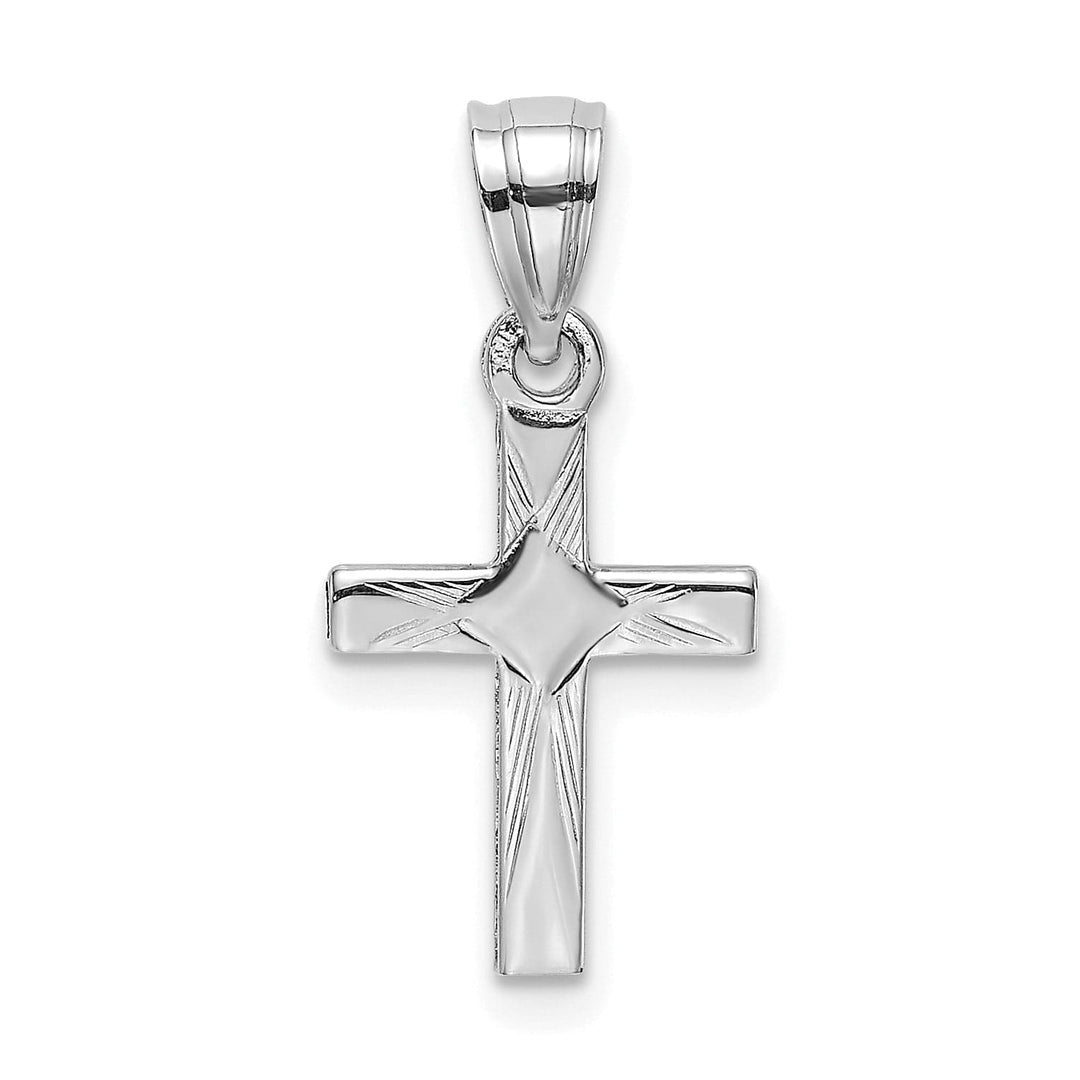 Lovely Rita's Pendants & Charms 14K White Gold Classic Diamond Shape Center Mini Latin Cross