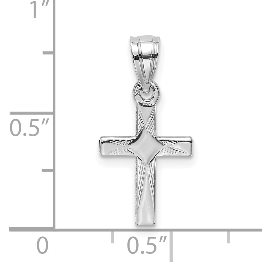 Lovely Rita's Pendants & Charms 14K White Gold Classic Diamond Shape Center Mini Latin Cross