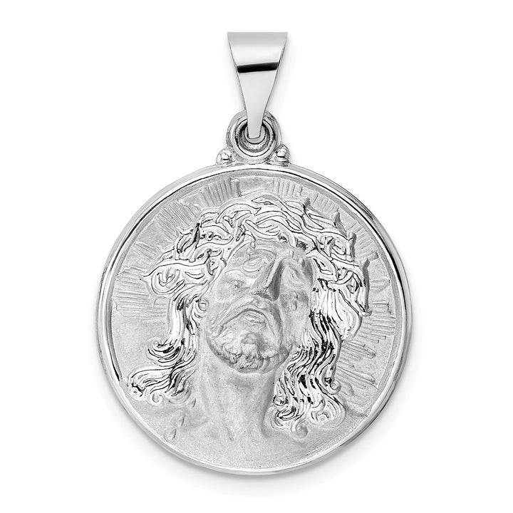 Lovely Rita's Pendants & Charms 14K White Gold Classic Rhodium Polished Jesus Face Disc Pendant