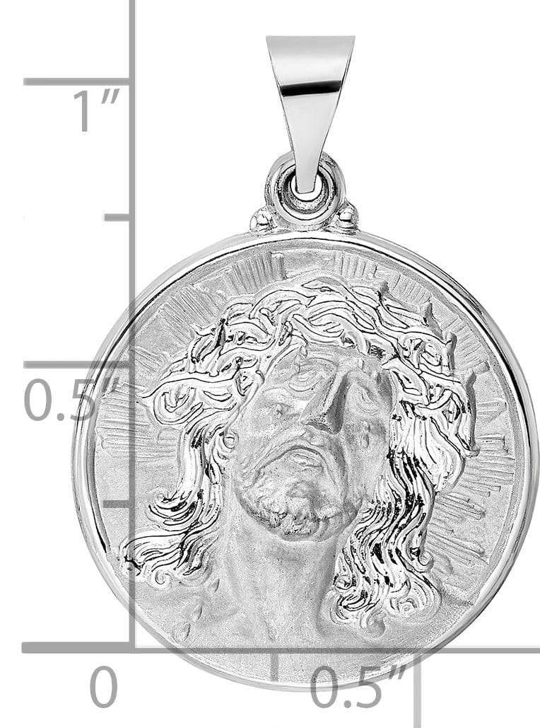 Lovely Rita's Pendants & Charms 14K White Gold Classic Rhodium Polished Jesus Face Disc Pendant
