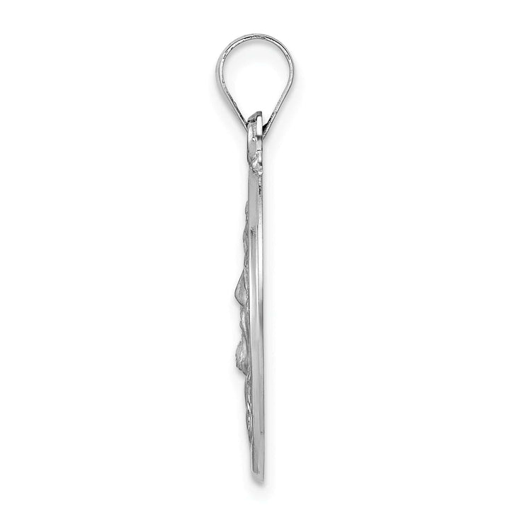 Lovely Rita's Pendants & Charms 14K White Gold Classic Rhodium Polished Jesus Face Disc Pendant