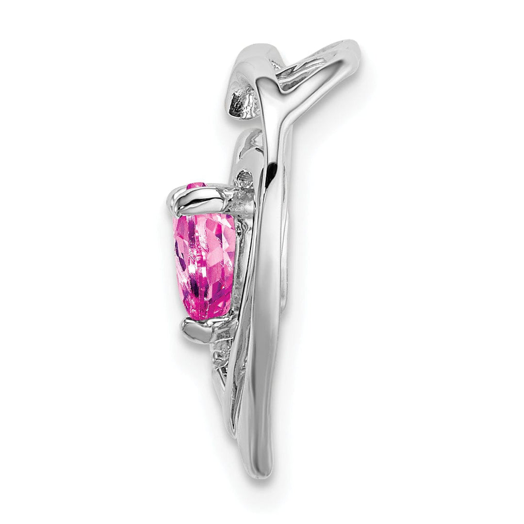 Lovely Rita's Pendants & Charms 14k White Gold Created Pink Sapphire Diamond Heart Pendant
