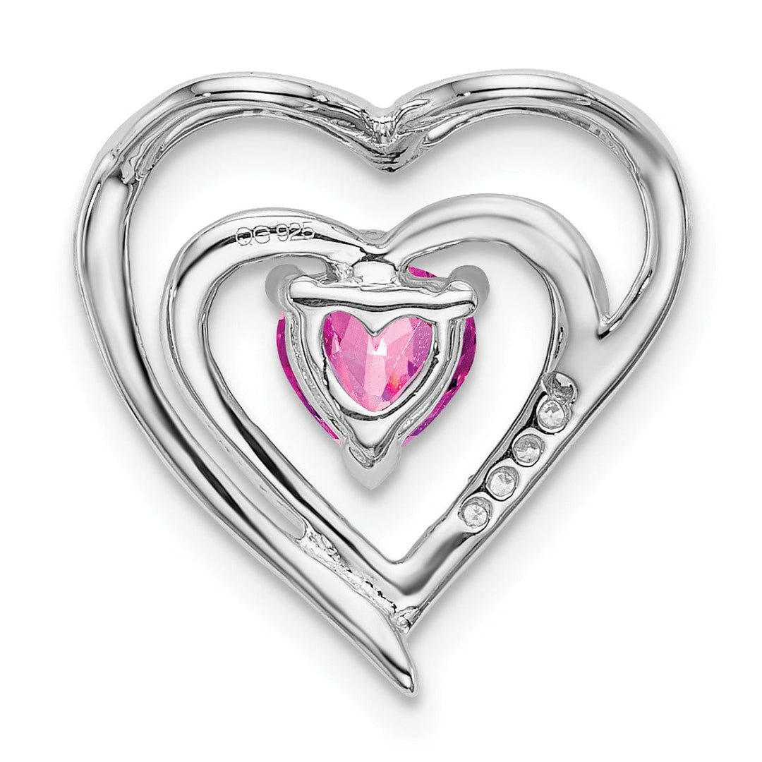 Lovely Rita's Pendants & Charms 14k White Gold Created Pink Sapphire Diamond Heart Pendant